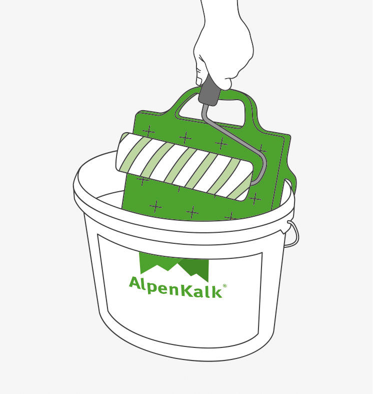 Anleitung Kalkfarbe Abstreifen der Farbrolle