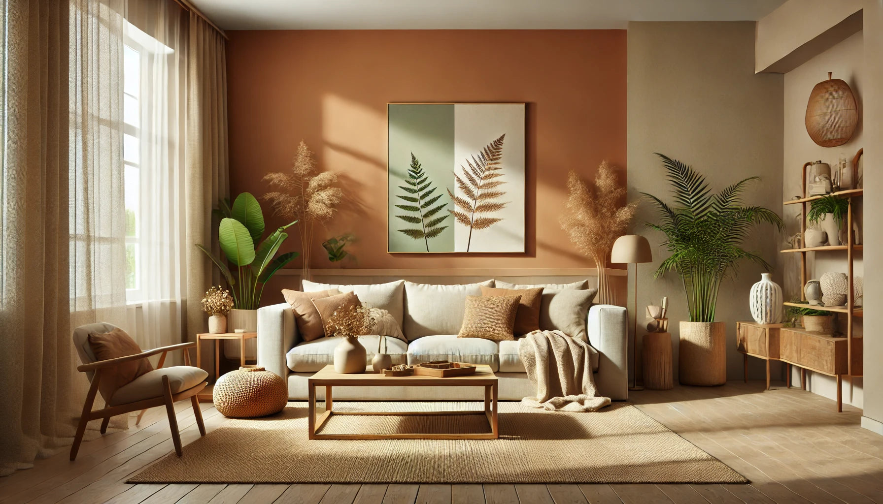 Gemütliches Wohnzimmer, erdton