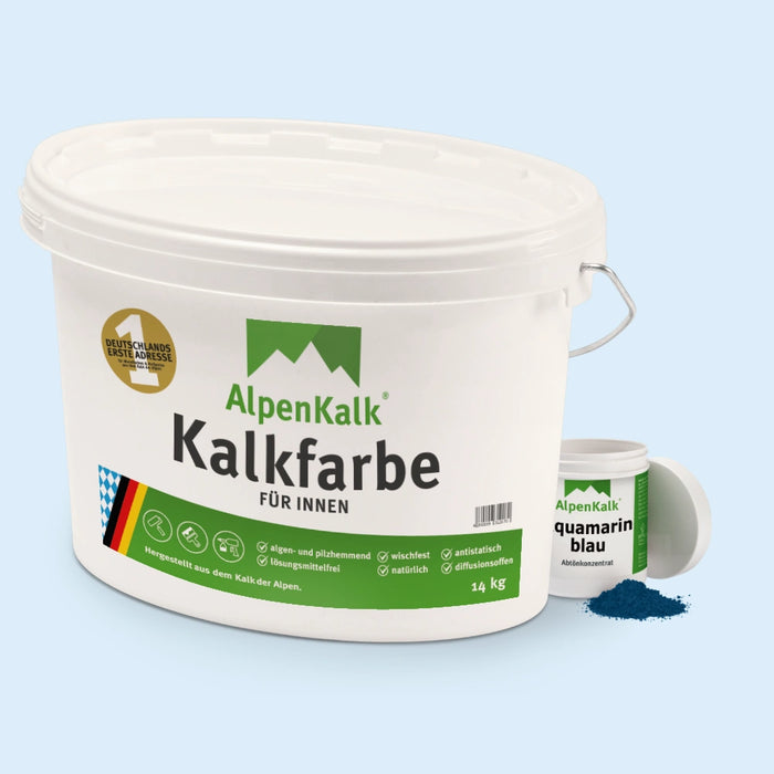 Kalkfarbe INNEN 14 kg Aquamarin-Blau (65 m²)
