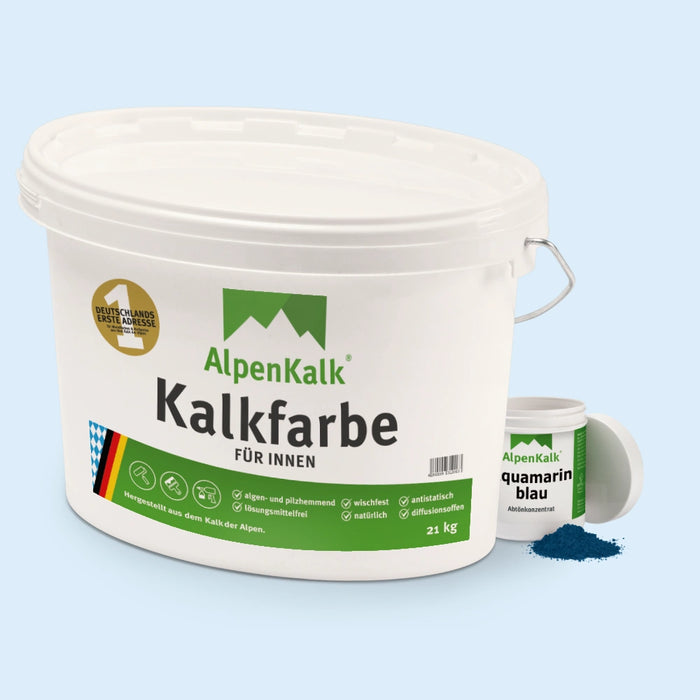 Kalkfarbe INNEN 21 kg Aquamarin-Blau (100 m²)