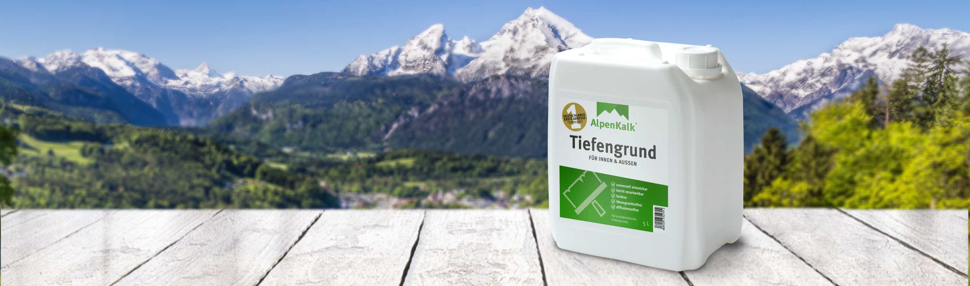 Alpenkalk Tiefengrund vor einem Bergpanorama
