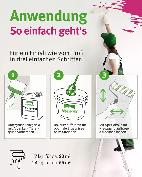 Rollputz fein (0,5 mm) jetzt 24 kg (20+4) / ca. 65 m²
