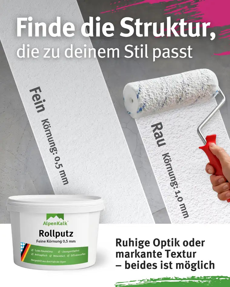 Rollputz fein (0,5 mm) jetzt 24 kg (20+4) / ca. 65 m²