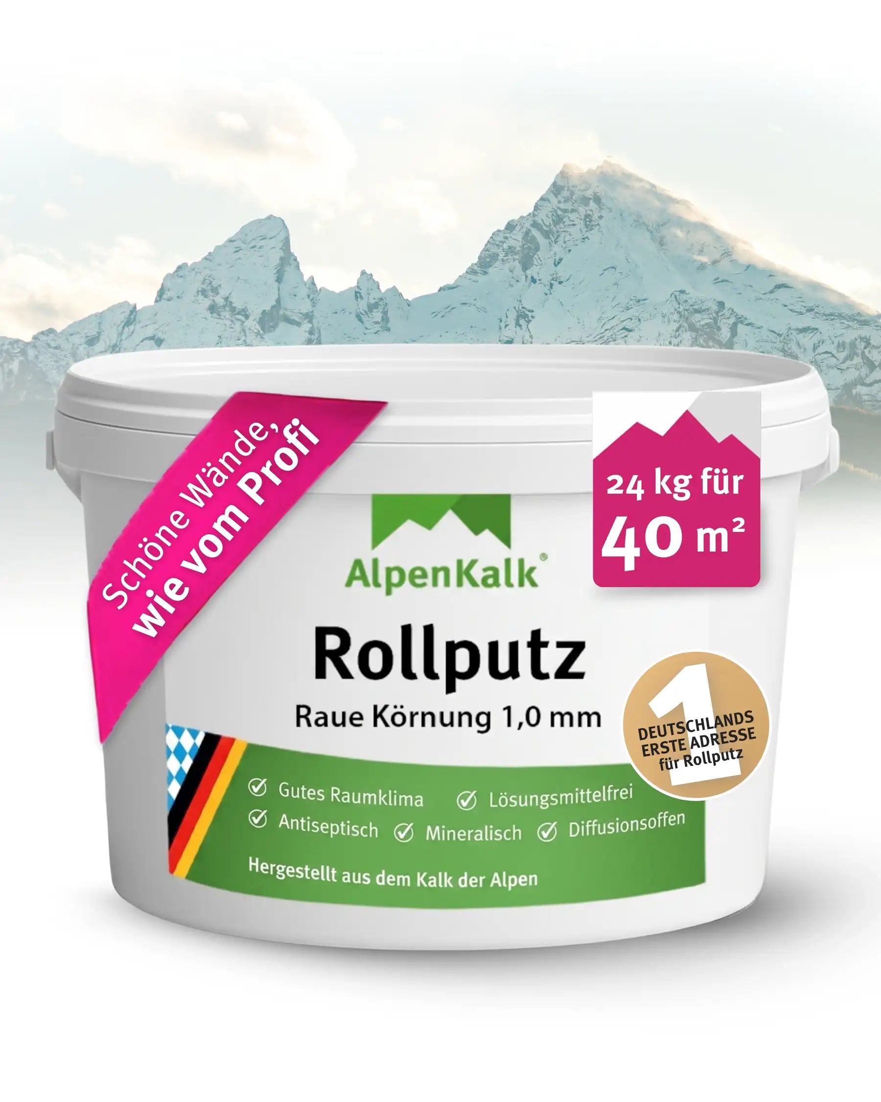 Rollputz rau (1,0 mm) jetzt 24 kg (20+4) / ca. 40 m²