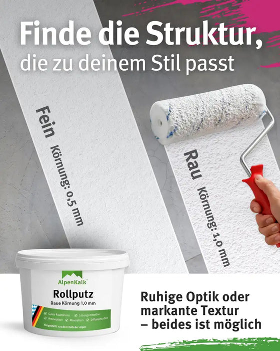 Rollputz rau (1,0 mm) jetzt 24 kg (20+4) / ca. 40 m²