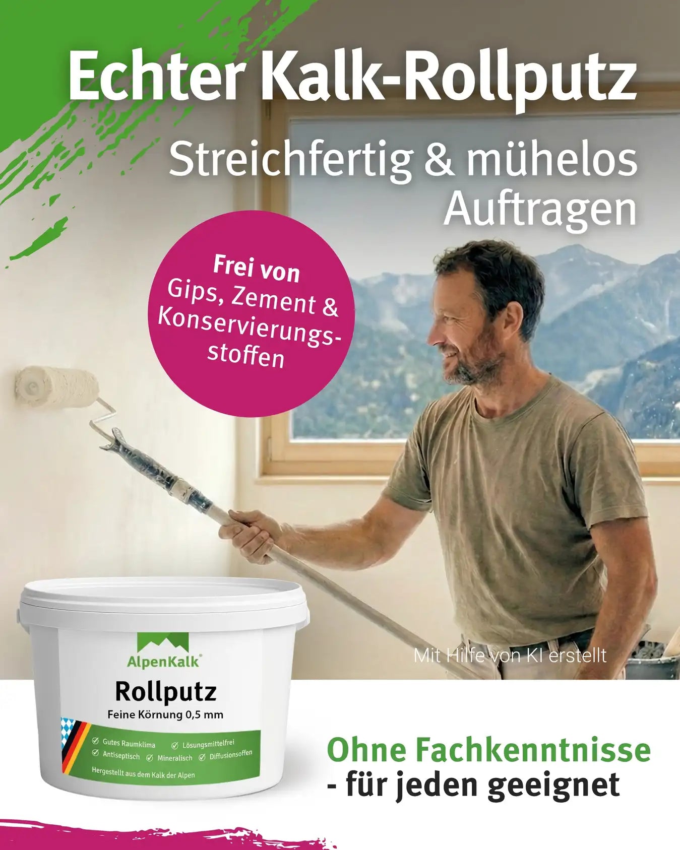Rollputz fein (0,5 mm) jetzt 7 kg (5+2) / ca. 20 m²