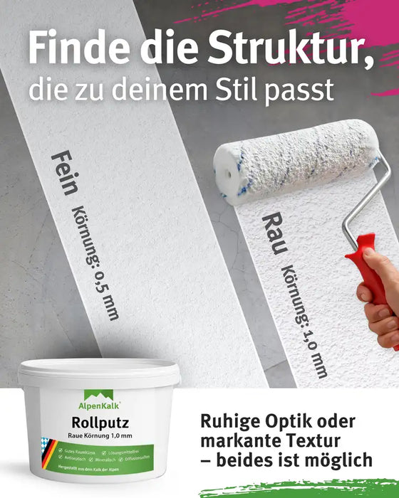 Rollputz rau (1,0 mm) jetzt 7 kg (5+2) / ca. 12 m²