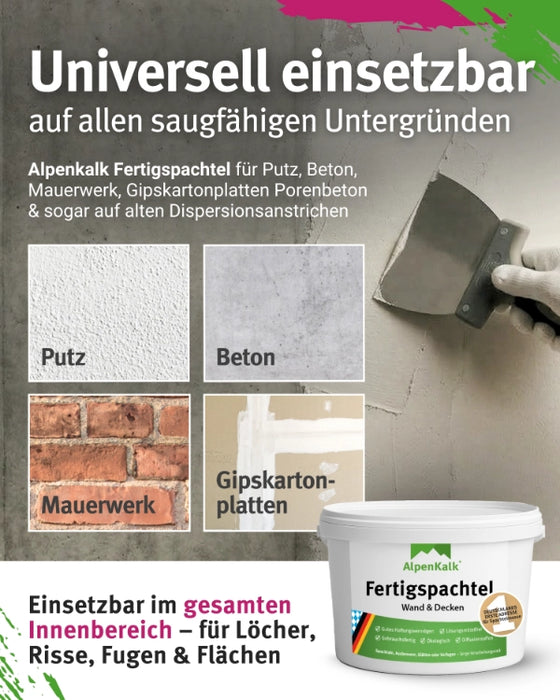 AlpenKalk Fertigspachtel jetzt 4 kg (3 + 1 kg)