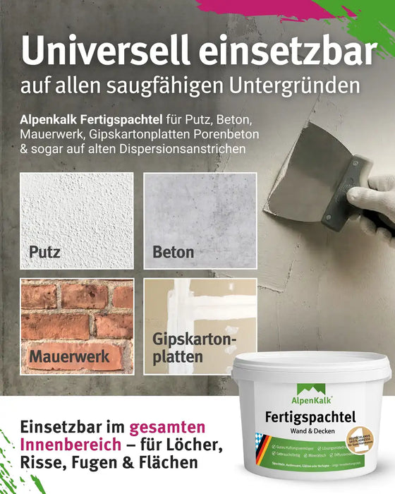 AlpenKalk Fertigspachtel jetzt 15 kg (12 + 3 kg)