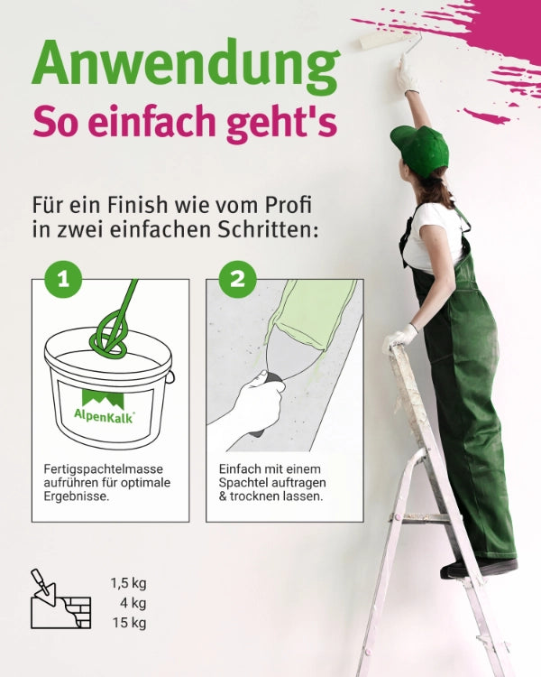 AlpenKalk Fertigspachtel jetzt 1,5 kg (1 + 0,5)