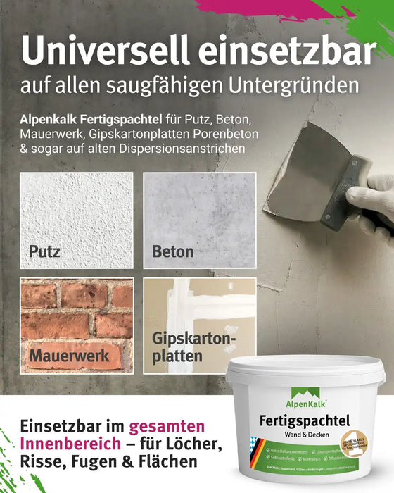 AlpenKalk Fertigspachtel jetzt 4 kg (3 + 1 kg)