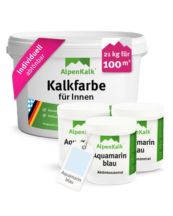 Kalkfarbe INNEN 21 kg Aquamarin-Blau (100 m²)