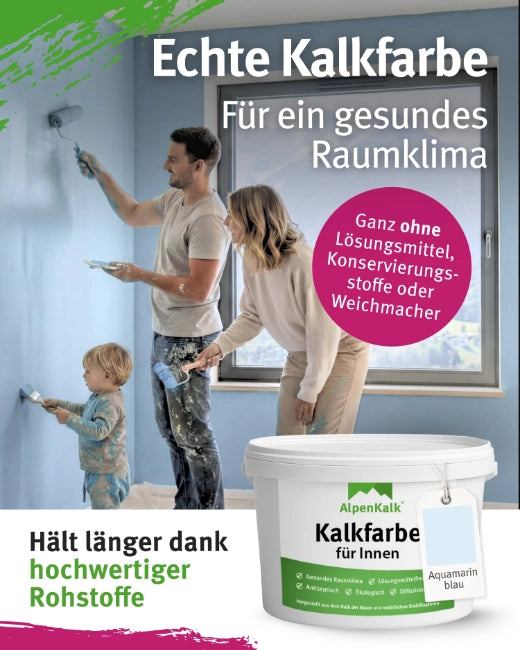 Kalkfarbe INNEN 21 kg Aquamarin-Blau (100 m²)
