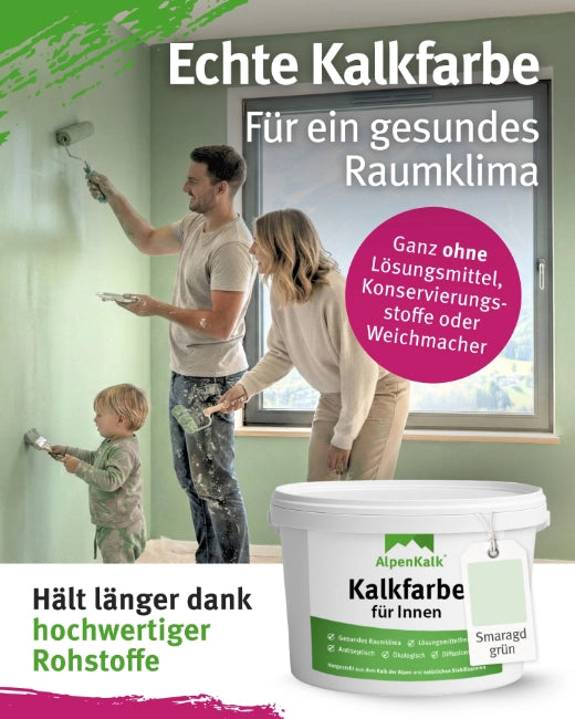 Kalkfarbe INNEN 14 kg Smaragd-Grün (65 m²)