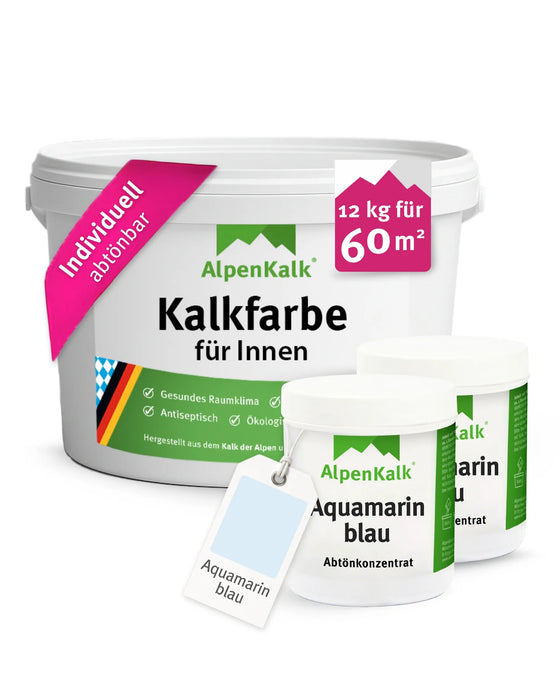 Kalkfarbe INNEN 12 kg Aquamarin-Blau (60 m²)