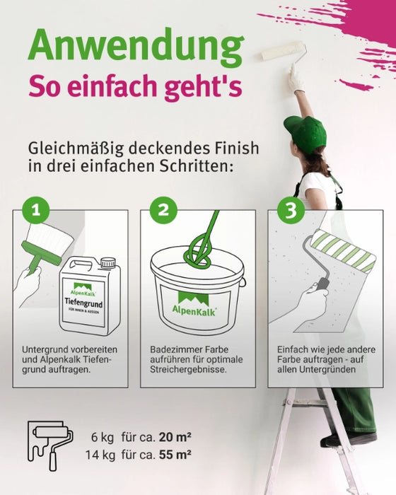 Badezimmer Farbe - Kalkfarbe 14 kg  / ca. 55 m²