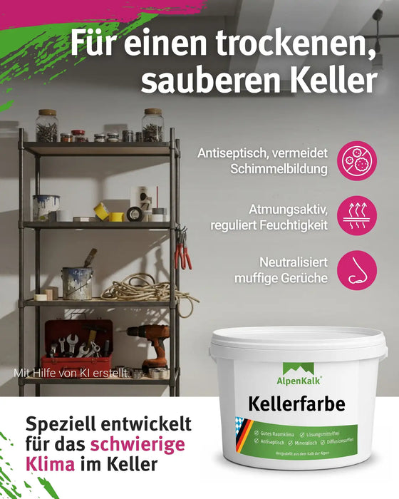 Kellerfarbe - Kalkfarbe 14 kg  / ca. 70 m²