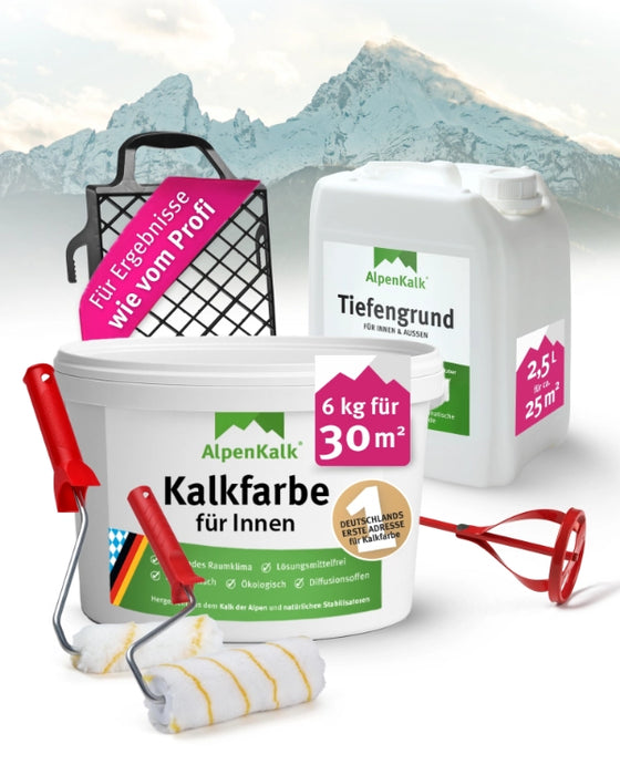 Kalkfarbe INNEN 6 kg (ca. 30 m ²) Starterpaket