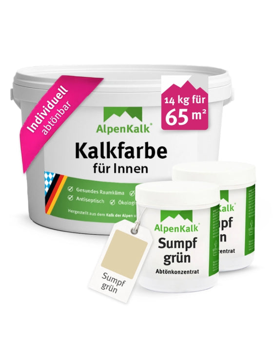 Kalkfarbe INNEN Sumpf-Grün 14 kg (65 m²)