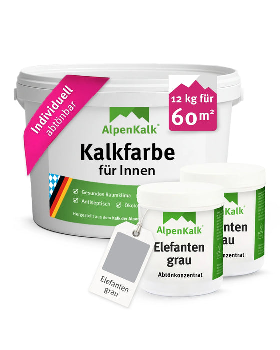 Kalkfarbe INNEN Elefanten-Grau 12 kg (60 m²)