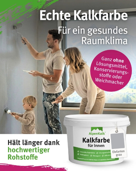 Kalkfarbe INNEN Elefanten-Grau 14 kg (65 m²)