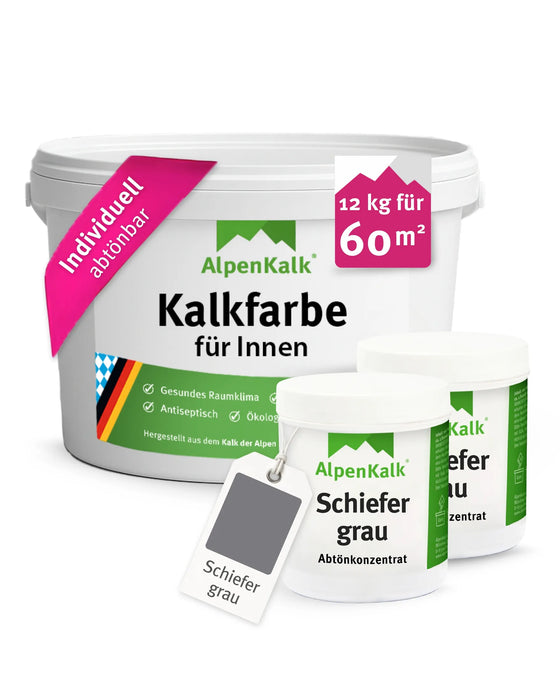 Kalkfarbe INNEN Schiefer-Grau 12 kg (60 m²)