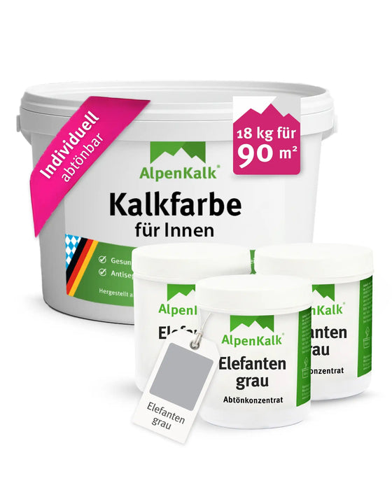 Kalkfarbe INNEN Elefanten-Grau 18 kg (90 m²)