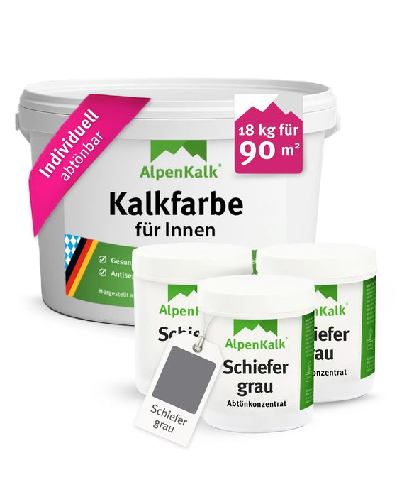 Kalkfarbe INNEN Schiefer-Grau 18 kg (90 m²)