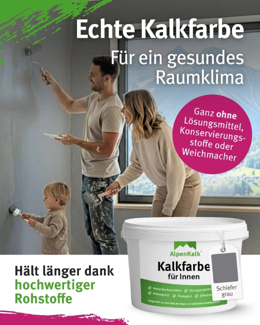 Kalkfarbe INNEN Schiefer-Grau 14 kg (65 m²)