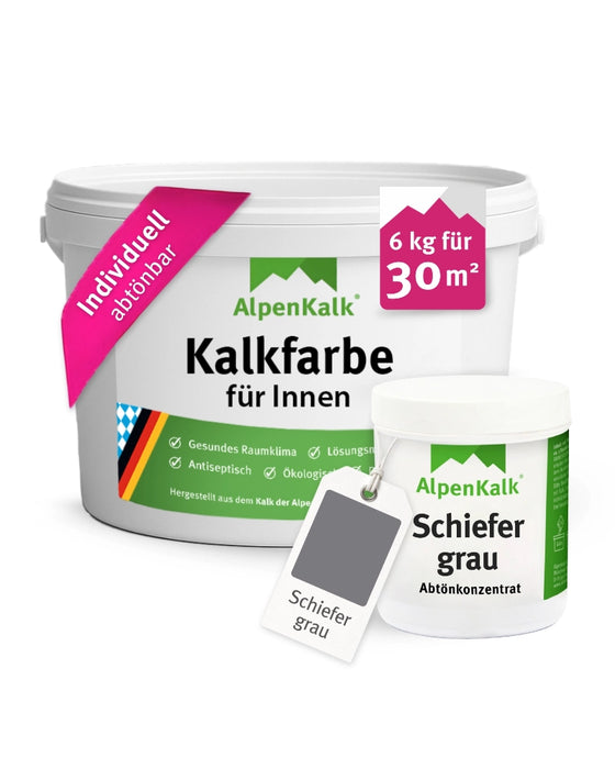 Kalkfarbe INNEN Schiefer-Grau 6 kg (30 m²)