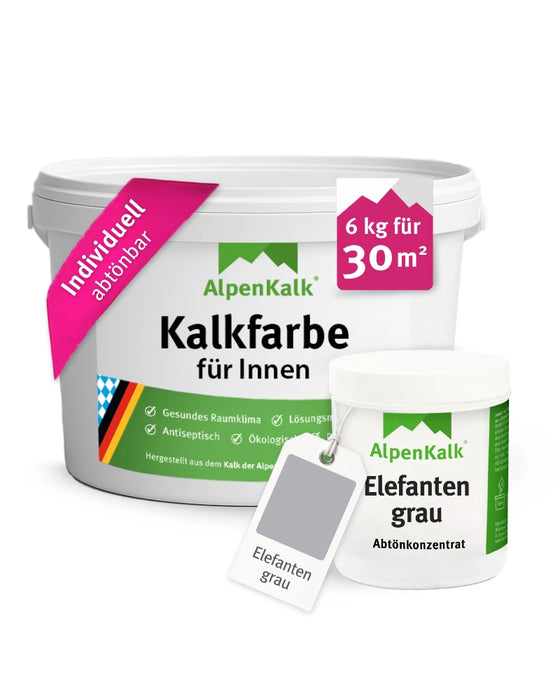 Kalkfarbe INNEN Elefanten-Grau 6 kg (30 m²)
