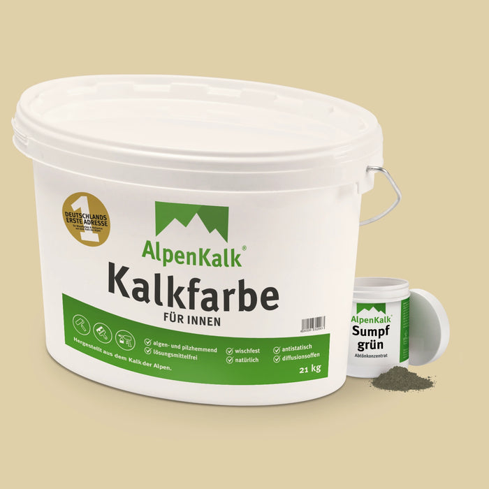 Kalkfarbe INNEN Sumpf-Grün 21 kg (100 m²)